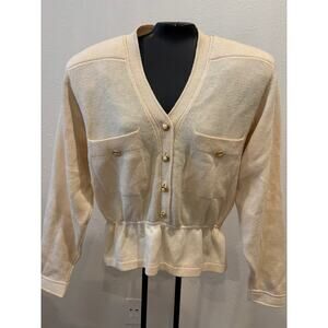 Vintage St. John Santana Knit Top Womens Size 6 Beige READ